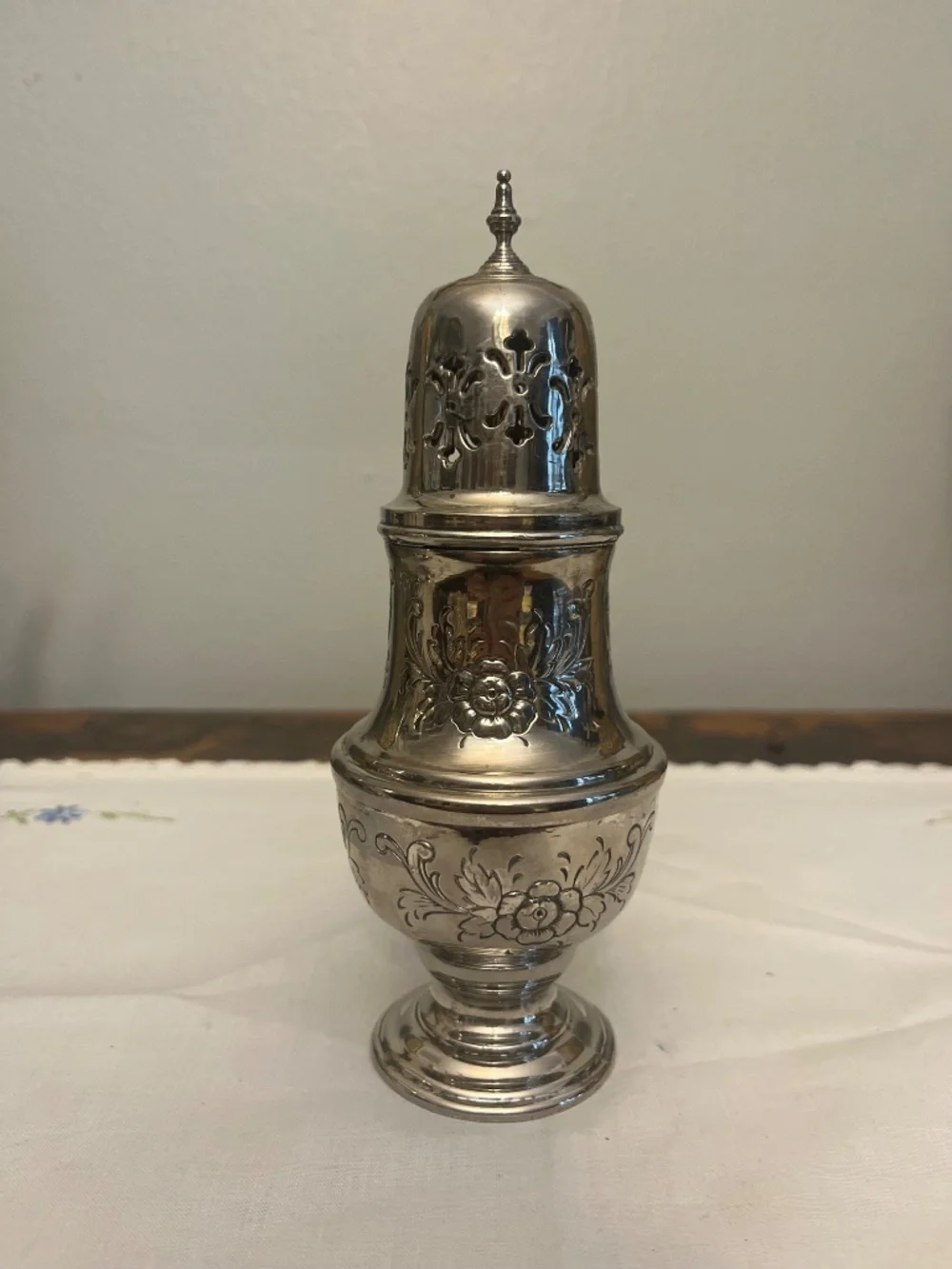 Vintage Primrose Silver Plate Sugar Caster Muffineer – Ornate Floral Pierced Top
